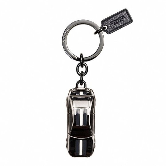 Coach Sports Car Black Metal Key Ring Key Chain KeyFob Bag Charm 64255 NEW - Picture 1 of 7